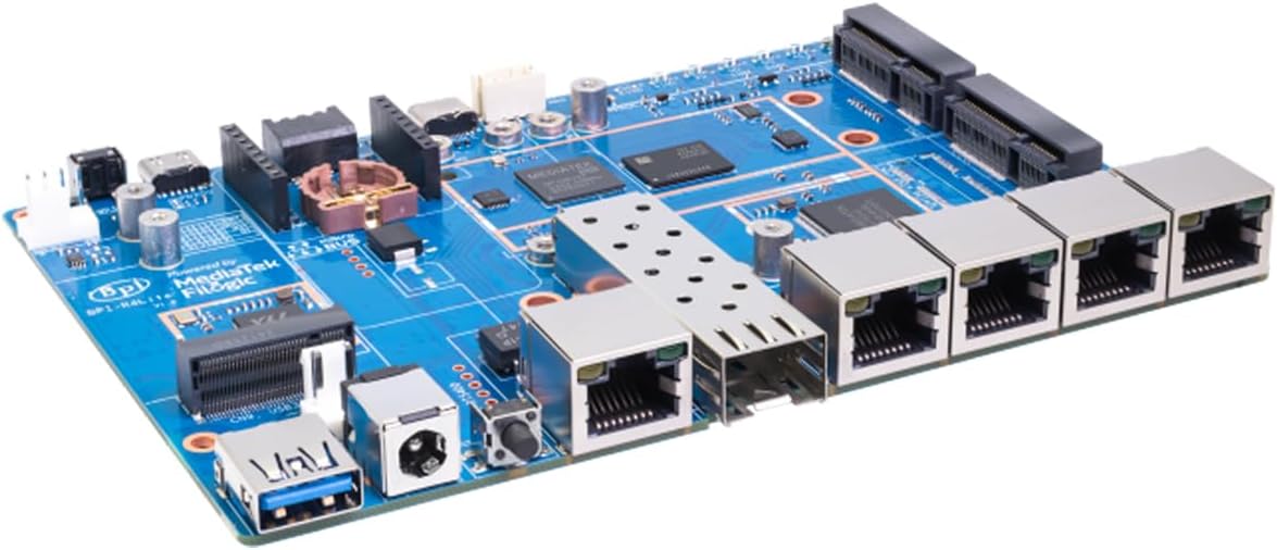 Banana Pi BPI-R4 Lite WiFi 7 Router Dev Board Kit OpenWRT - MediaTek MT7987A SoC - 2GB DDR4 RAM 8GB eMMC, 1x 2.5G SFP RJ45 WAN, 4X GbE Gigabit Ethernet for NAS Smart Home Gateway (2GB, Bundle1)