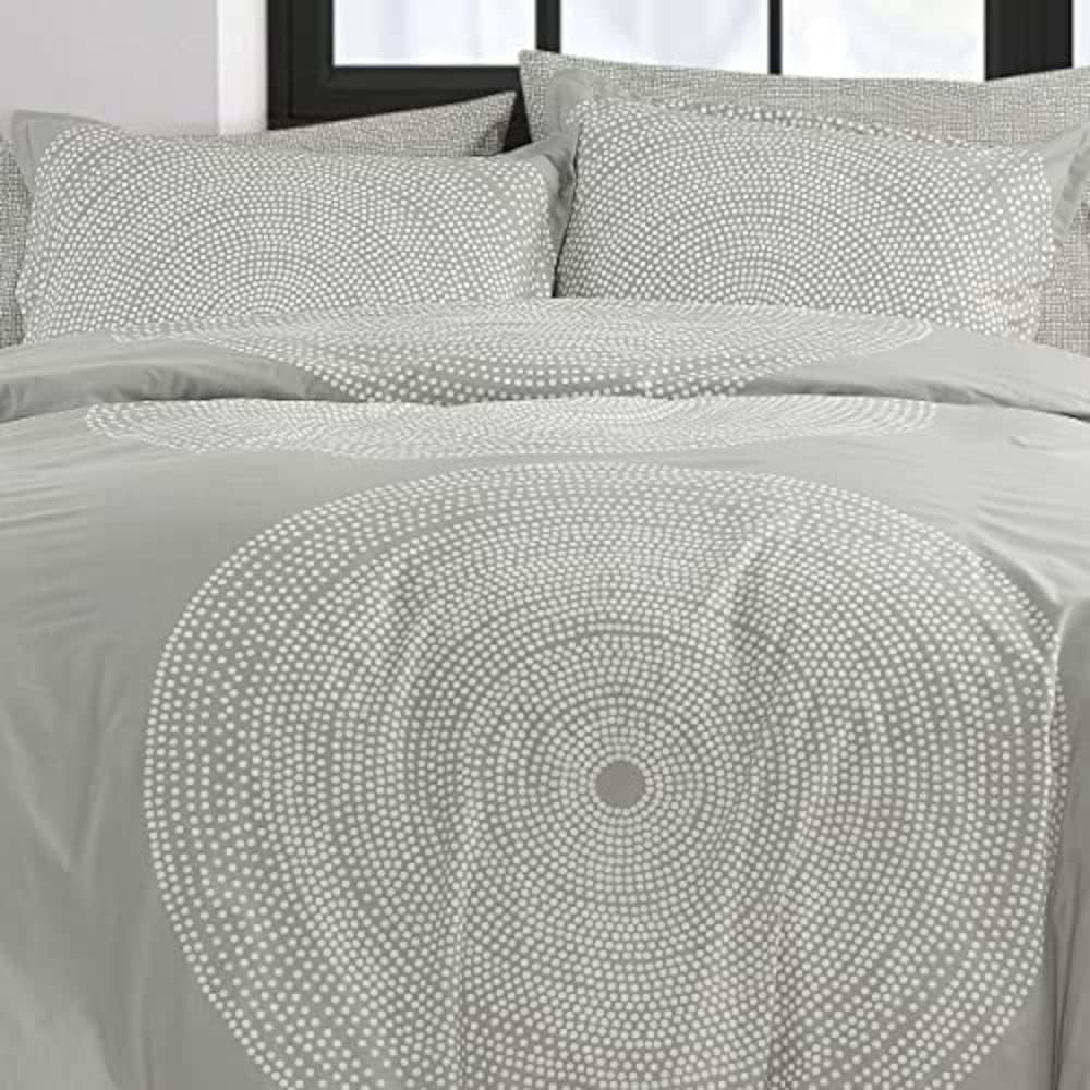 Marimekko - King Duvet Cover Set, Smooth Cotton Percale Bedding with Matching Shams, Lightweight Home Decor (Fokus Grey, King)