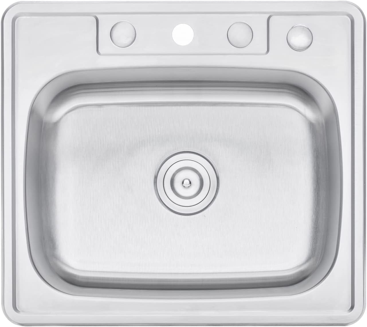 CozyBlock 25 x 22 x 9 Inch Top-mount/Drop-in Stainless Steel Single Bowl Kitchen Sink with Strainer and Protective Bottom Grid- 18 Gauge Stainless Steel-4 Faucet Hole