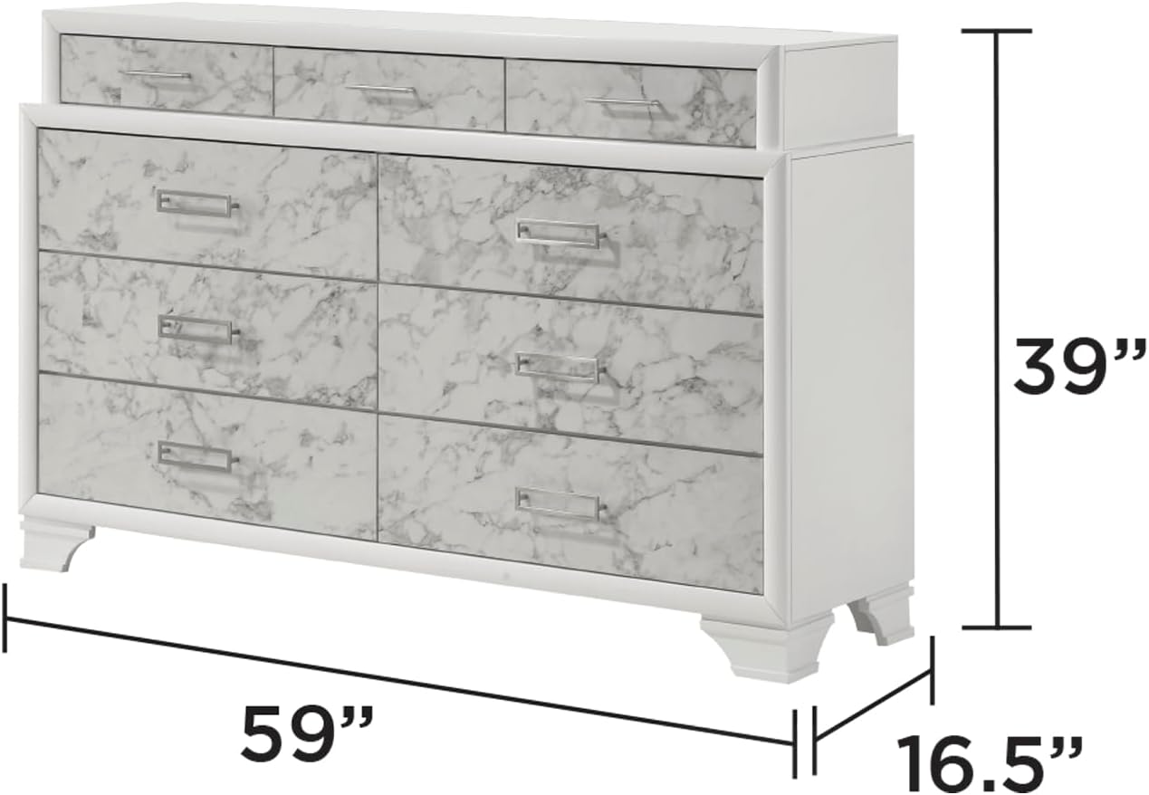 Soul Full 5PC Bedroom Set Made with Wood and Drawers in White