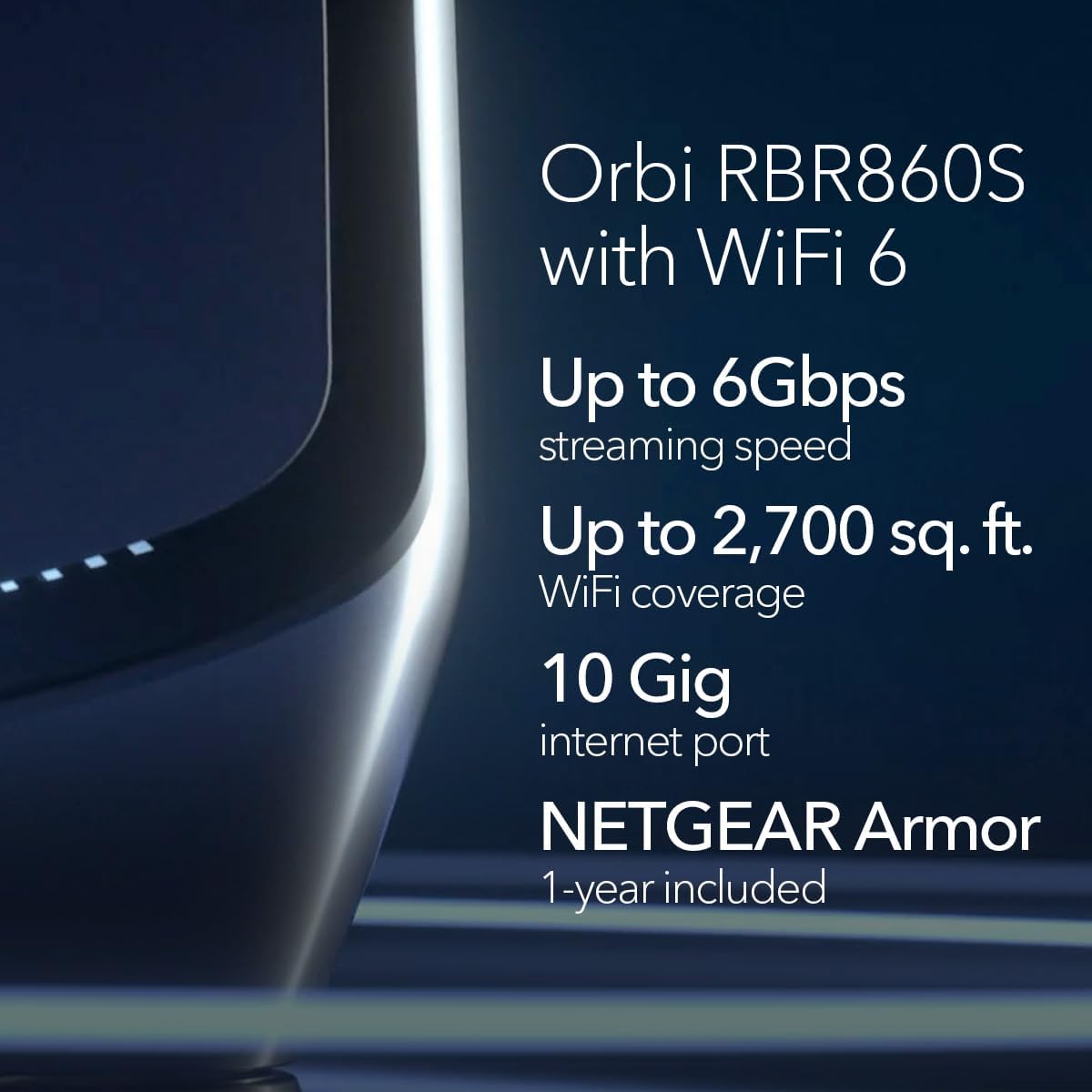 NETGEAR Orbi Tri-Band WiFi 6 Router (RBR860S) - Coverage up to 2,700 sq. ft, 100 Devices -10 Gig Internet Port - AX6000 802.11ax (up to 6Gbps) (Renewed)