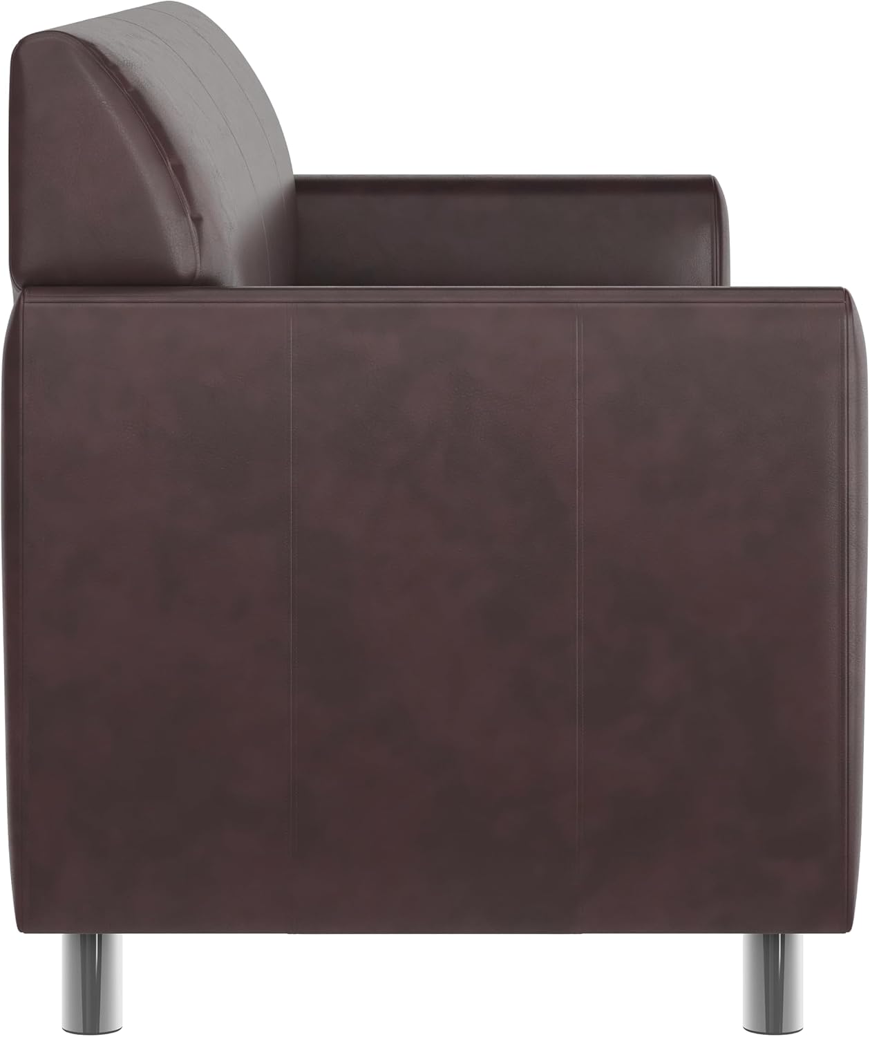 Flash Furniture Hercules Diplomat Side Reception Sofa with Chrome Legs, Lobby Chair with Cushions and Flared Arms, Brown LeatherSoft
