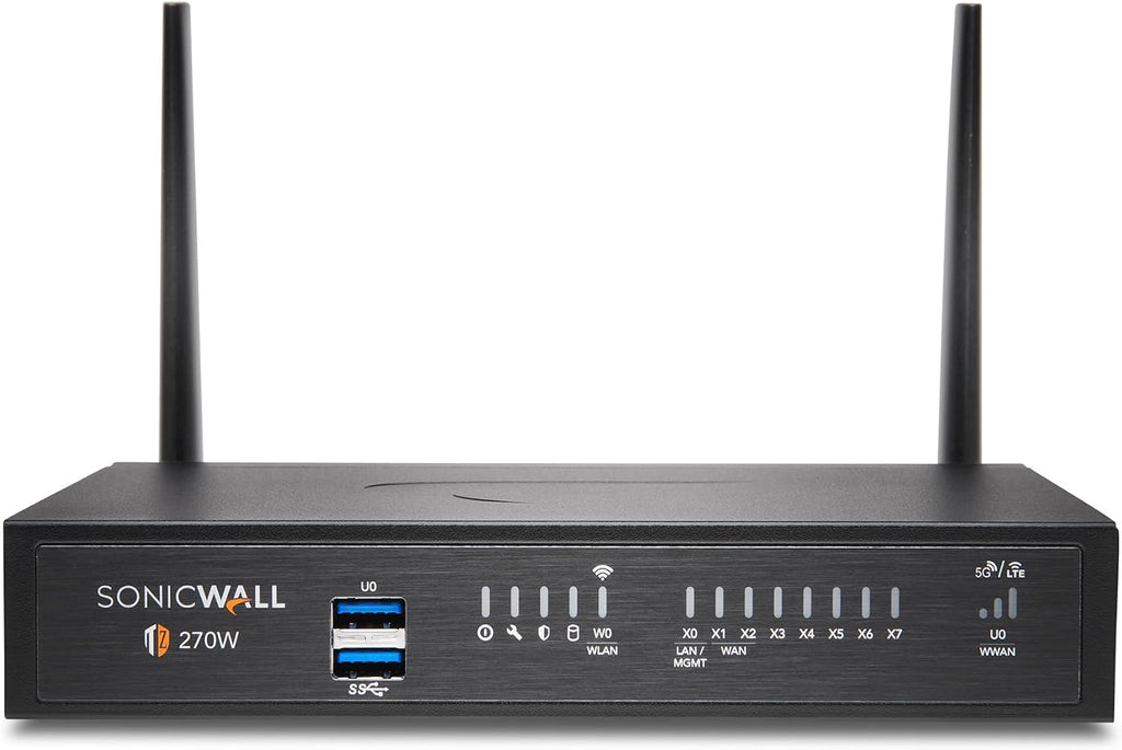 SonicWall TZ270W Wireless SecureUpgradePlus | 2YR Advanced Edition | TZ270W Gen7 Firewall with 2 Year Advanced Protection Service Suite | SMB Wi-Fi Unit with Threat Protection (02-SSC-6858)