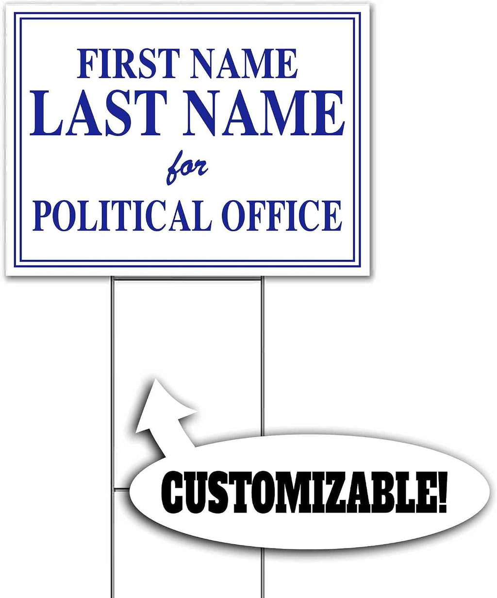 Name for Political Office Customizable (18' x 24') Yard Sign, Quantity Discounts, Multi-Packs, Includes Metal Step Stake, Bandit, New, Advertising, USA