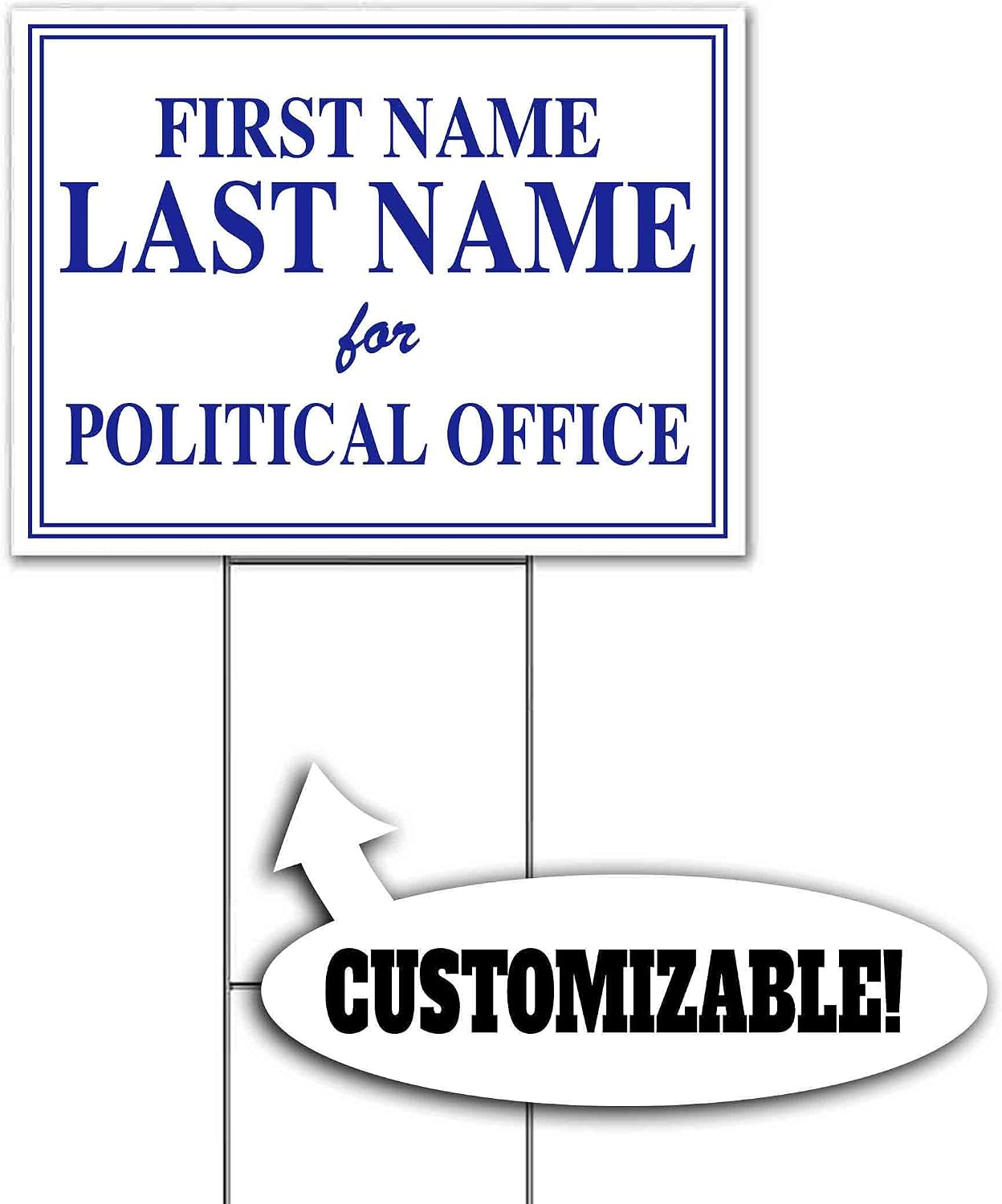 Name for Political Office Customizable (18' x 24') Yard Sign, Quantity Discounts, Multi-Packs, Includes Metal Step Stake, Bandit, New, Advertising, USA