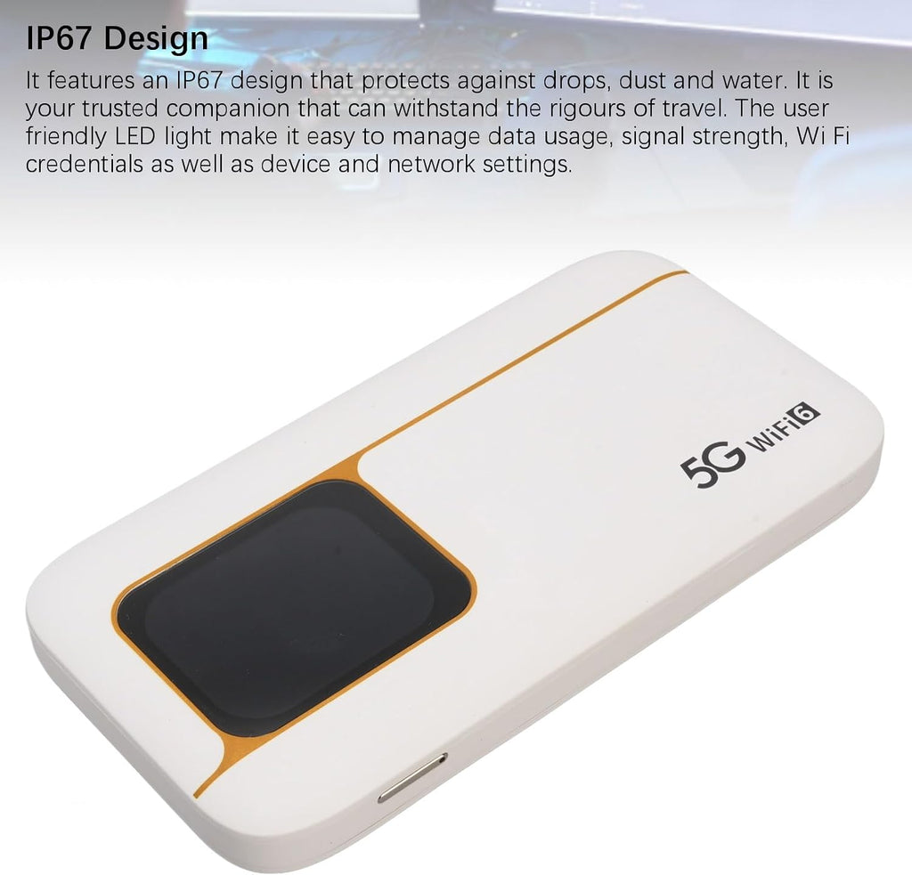 5G WiFi 6 Mobile Hotspot, Wireless Hotspot Router, Portable WiFi Device Supports SIM Card Slot and 16 Devices, 2.01 inch Touch Screen 7100mAh Rechargeable for Travel, Home
