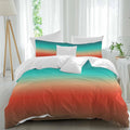 Bohemian Gradient Red Duvet Cover Set Queen Size 4 Pieces Modern Minimalist Green Brown Ocean Beach Bedding Set with Zipper Closure, 1 Comforter Cover 92x106 Inches 1 Flat Sheet & 2 Pillow Cases