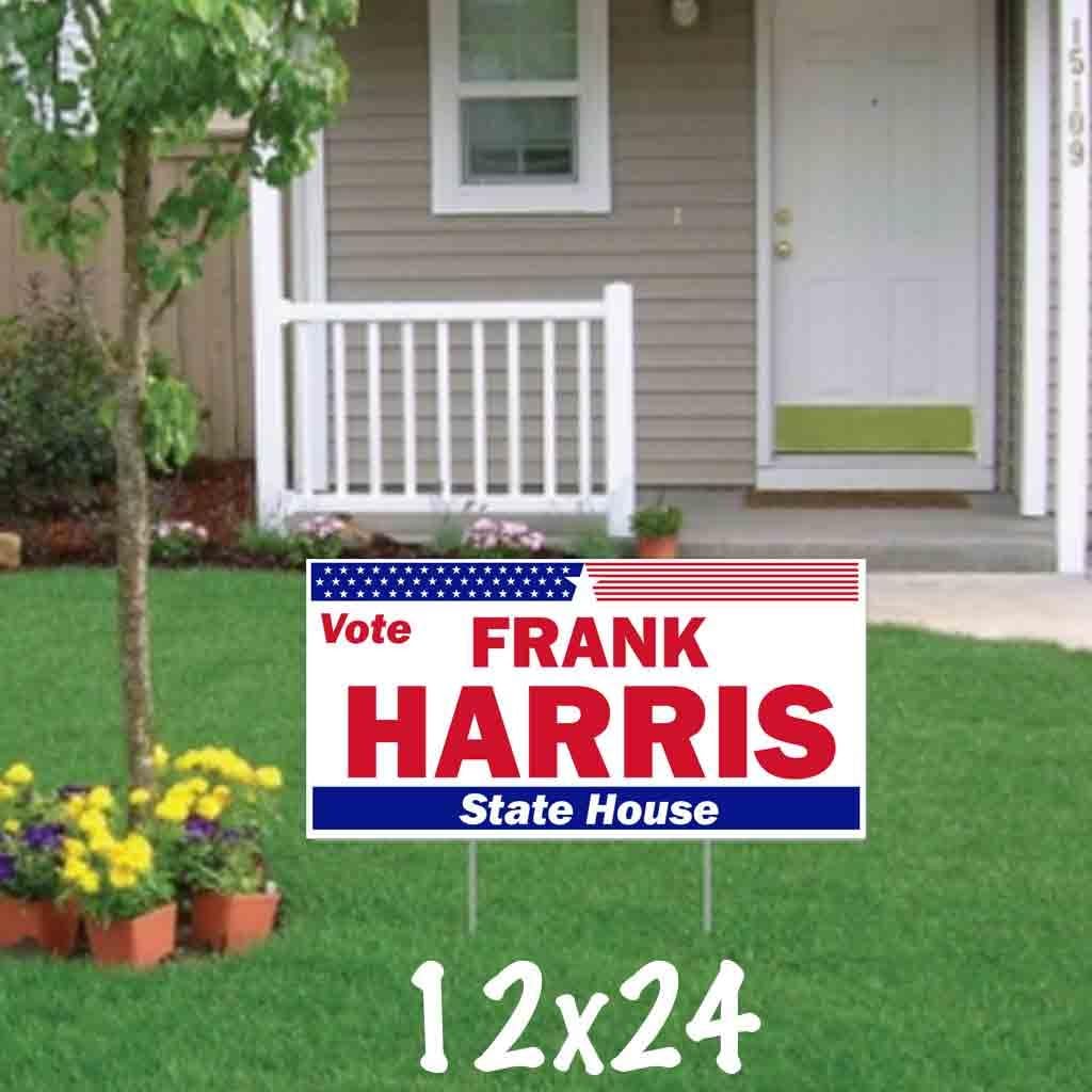 Custom Political Yard Sign #10-2 sided print, 2 stakes per sign- Corrugated Plastic (250, 18x24)