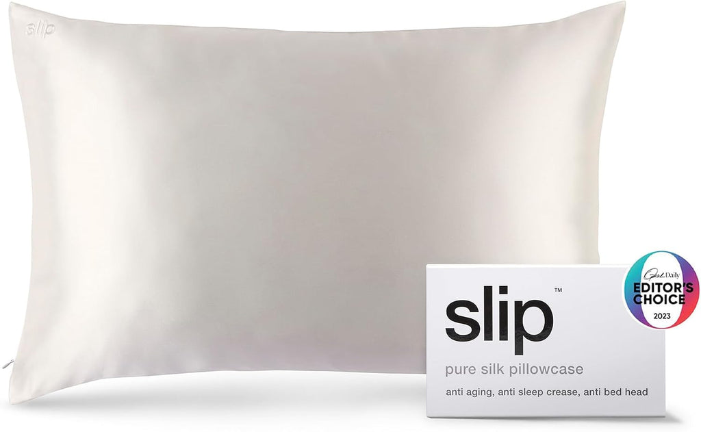 slip The Original Queen Pure Silk Pillow Case - 100% Pure 22 Momme Mulberry Silk - Queen Size Standard Pillow Case - Anti-Aging, Anti-BedHead, Anti-Sleep Crease, White (20' x 30')