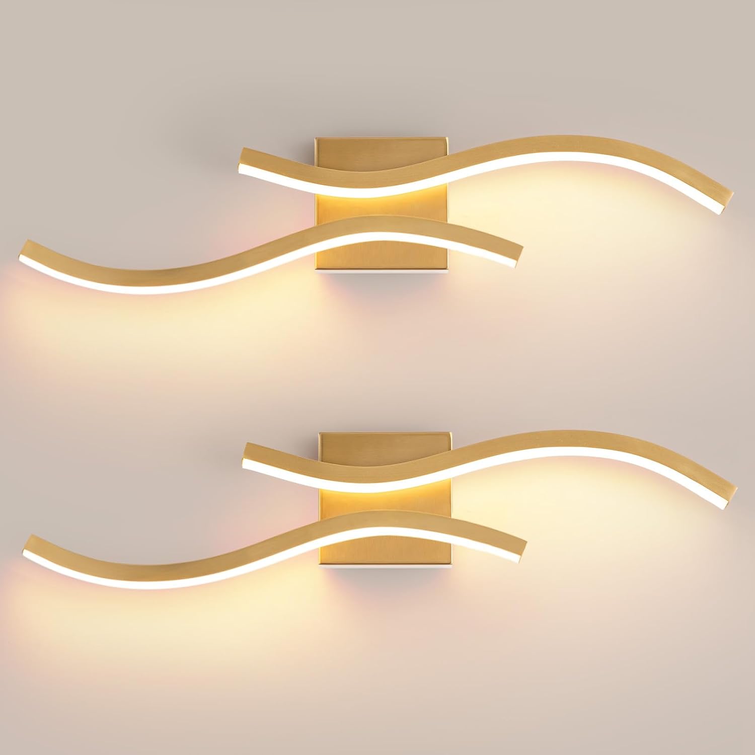 Bathroom Vanity Light Fixture, 26W 5CCT Dimmable Modern Led Bathroom Light Fixtures Over Mirror, LED Vanity Lighting Bar for Bathrooms (Gold,2 Packs, 24inch)