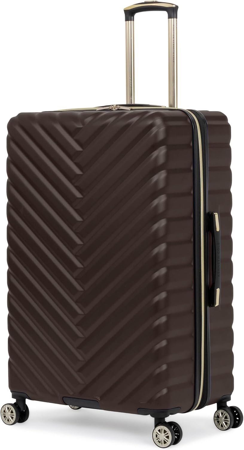 Kenneth Cole REACTION Madison Square Lightweight Hardside Chevron Expandable Spinner Luggage, Chocolate Brown, 2-Piece Set (20' & 28')