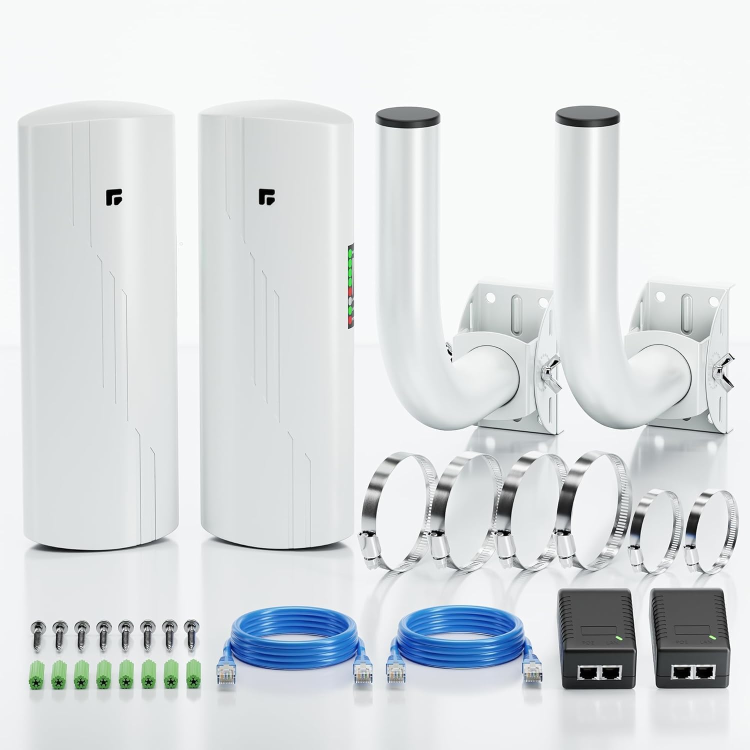 Wireless Bridge Point to Point Outdoor WiFi with Poles Included, Wireless Network Expansion Kit, High Speed 5G | 2 Units Bridge Kit Complete Pre-Configured - P2P 1000Mbps 5Km(2Pack)