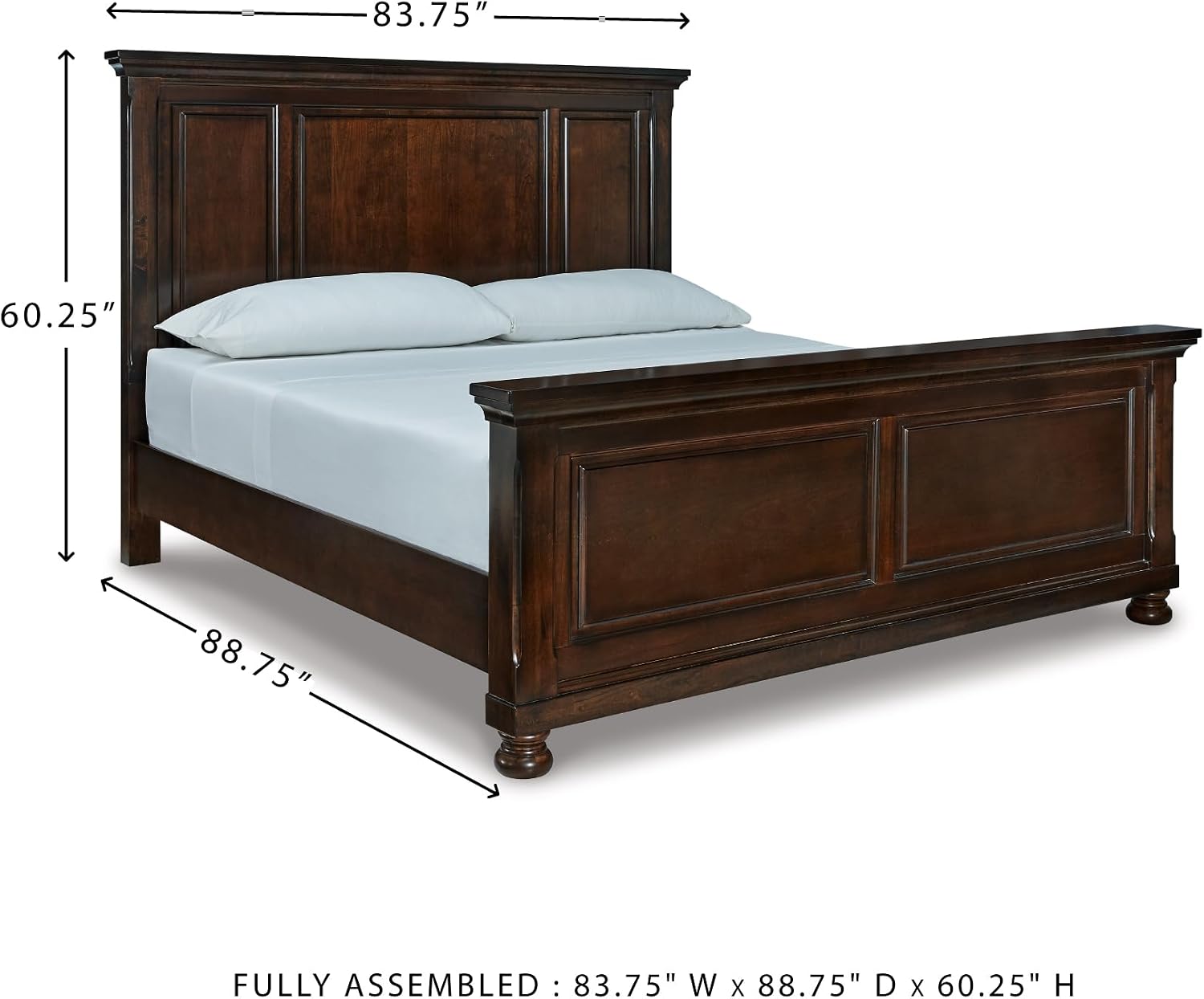 Signature Design by Ashley Porter Traditional King Panel Bed, Foundation or Box Spring Needed, Dark Brown