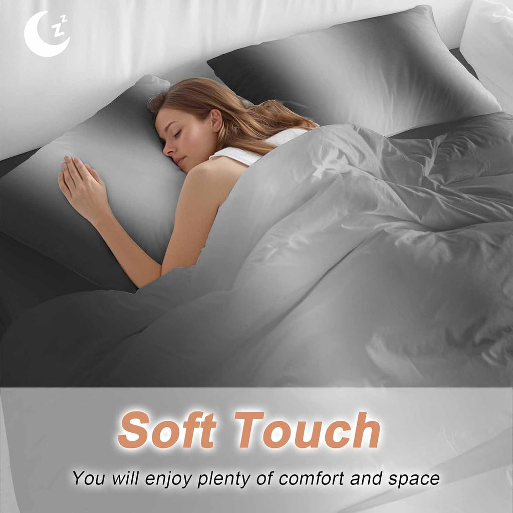 Gradient Gray Black Duvet Cover Set Queen Size 4 Pieces Modern Abstract Minimalist Grey Ocean Beach Bedding Set with Zipper Closure, 1 Comforter Cover 90x92 Inches 1 Flat Sheet & 2 Pillow Cases