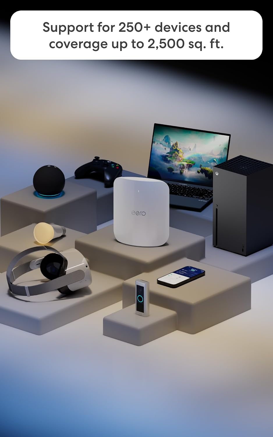 Amazon eero Max 7 mesh wifi router with 1 month free eero Business (auto-renews annually) - Supports internet plans up to 10 Gbps, Coverage up to 2,500 sq. ft., Connect 250+ devices, 1-pack