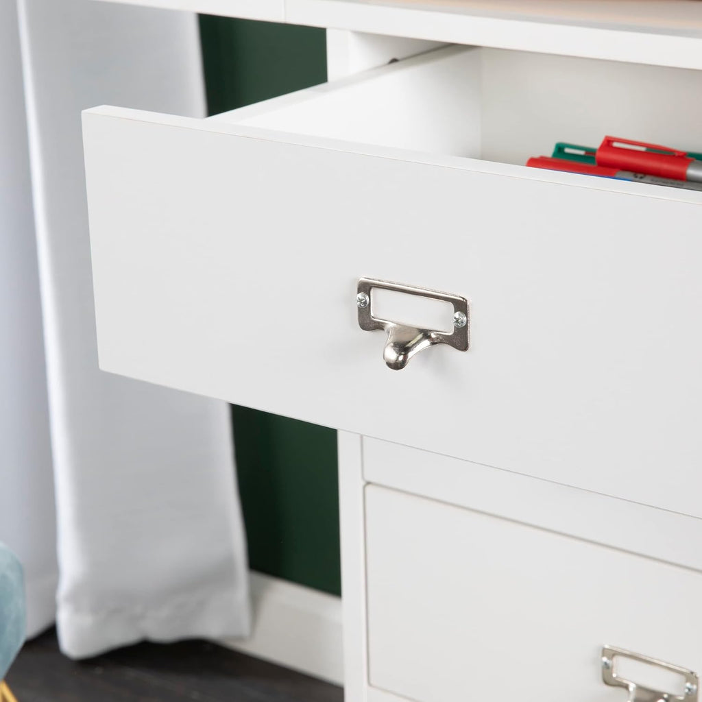 SEI Furniture Drop-Leaf Desk w/Storage, White