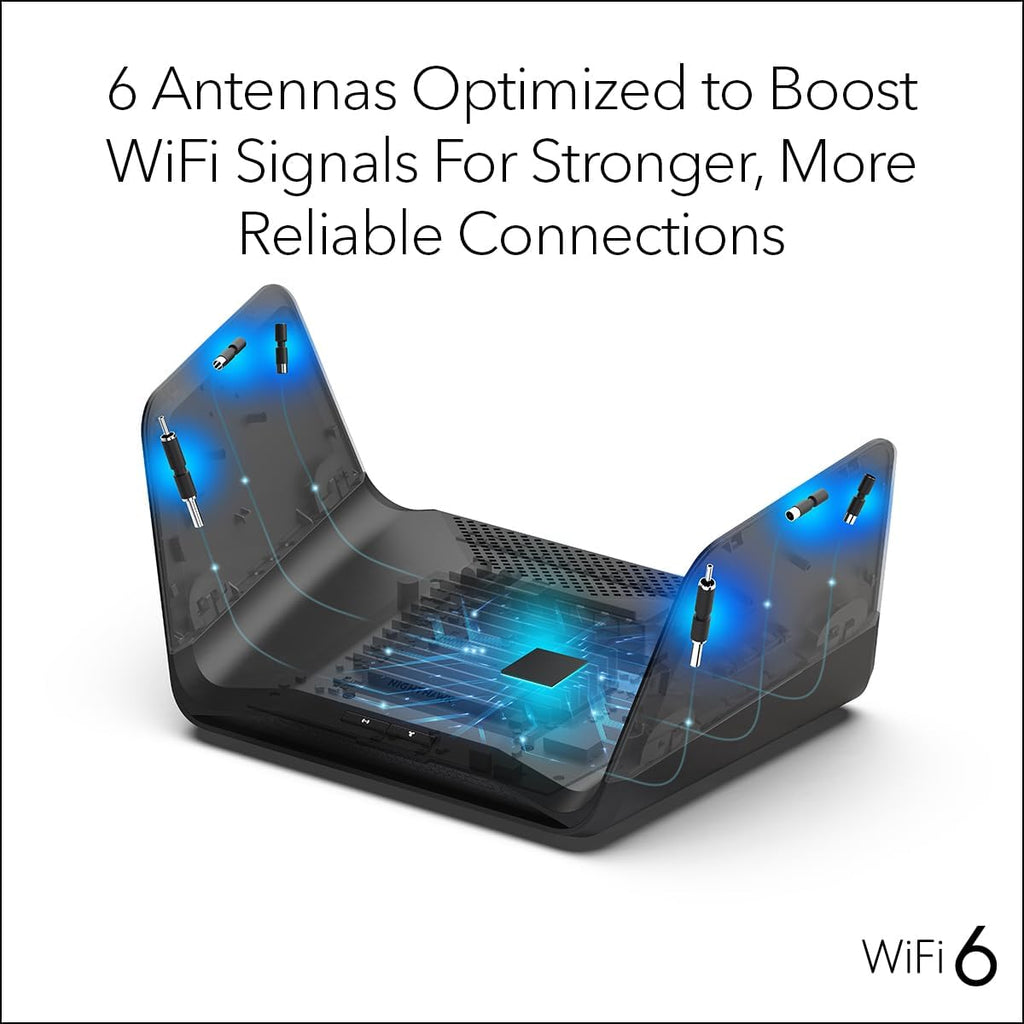 NETGEAR Nighthawk 8-Stream WiFi 6 Router (RAX70) - Security Features, AX6600 Tri-Band Wireless Speed (up to 6.6 Gbps) - Coverage up to 2,500 sq. ft., 40 Devices