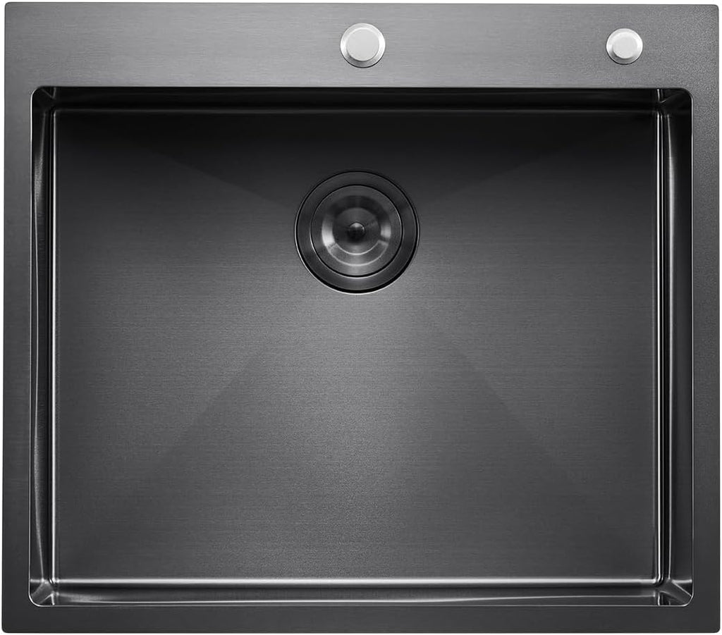 VEVOR 25' Recessed Kitchen Sink 9' Deep Top Mount Single Bowl Kitchen Sink 304 Stainless Steel Sink with Filter Basket Perfect for Home, RV, Laundry Room, Bar