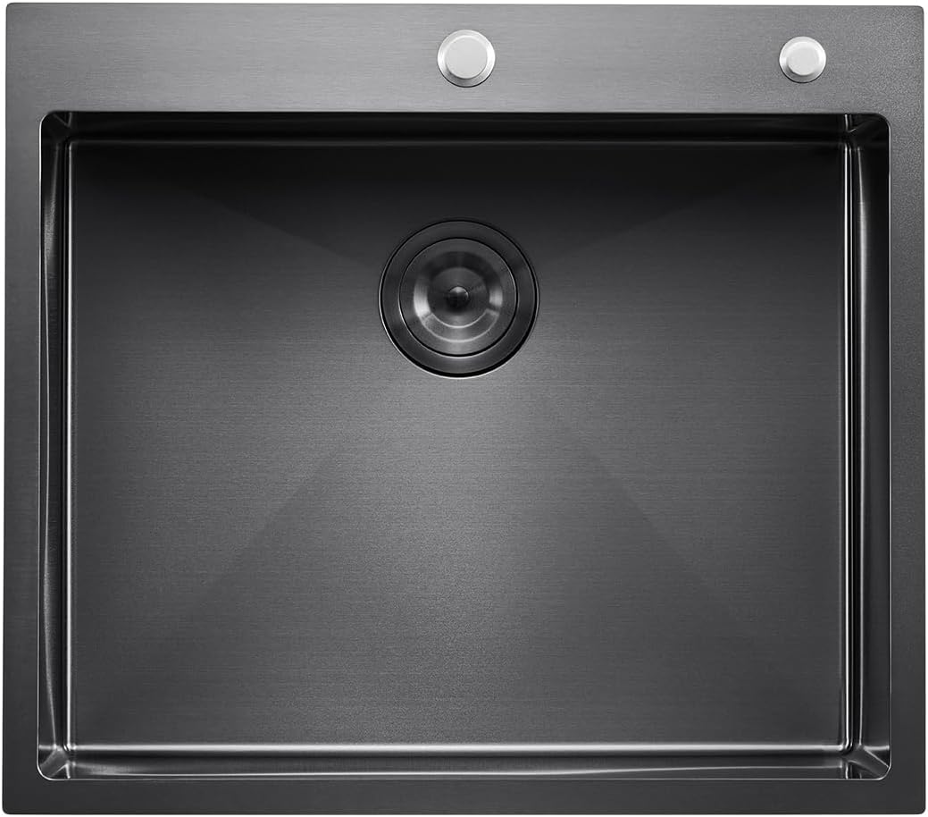 VEVOR 25' Recessed Kitchen Sink 9' Deep Top Mount Single Bowl Kitchen Sink 304 Stainless Steel Sink with Filter Basket Perfect for Home, RV, Laundry Room, Bar