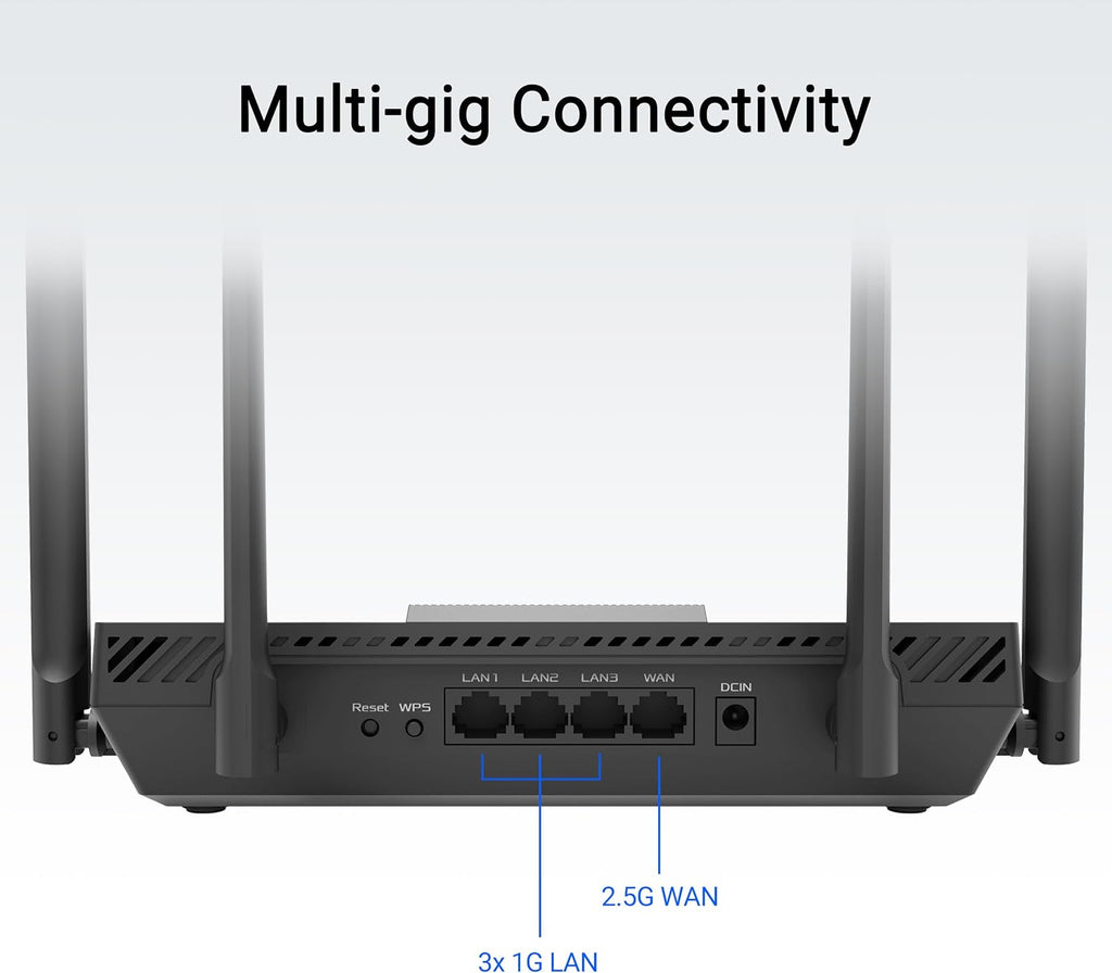 ASUS RT-BE50, Dual Band Expandable Smart AIMesh B3600 (802.11be), ONE Port 2.5 WAN, THREE 1G Ports, Up to 3 SSID for IoT Device, VPN Compatible and Parental Controls, Black