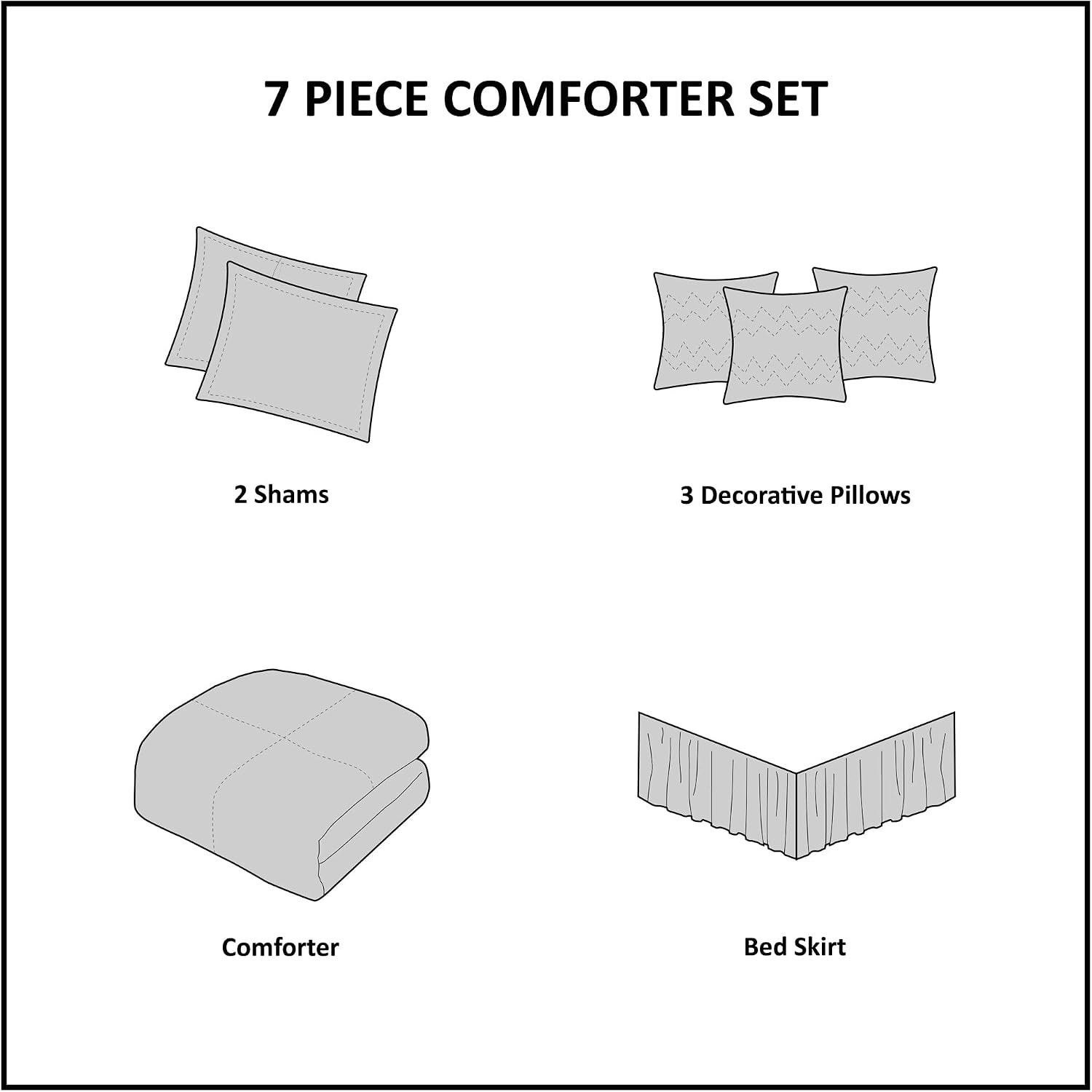 Madison Park Palisades Comforter Set Modern Faux Suede Pieced Stripe Design, All Season Down Alternative Cozy Bedding with Matching Shams, Decorative Pillows, Queen(90'x90'), Black 7 Piece