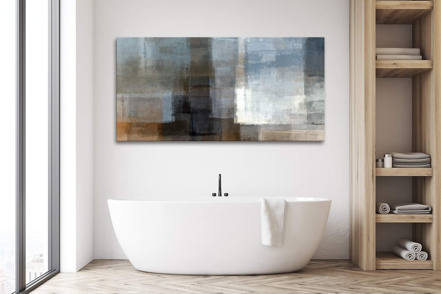 Muolunna A62275 Canvas Prints Abstract Wall Art Print Paintings Grey and Brown Home Decor Stretched and Framed Ready to Hang for Living Room Bedroom and Office Home Kitchen Artwork 30x60inch