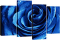 Wieco Art Blue Rose Canvas Prints Wall Art Abstract Romantic Flower Pictures Paintings for Living Room Bedroom Decorations Wall Decor Large 4 Piece Modern Stretched Artwork