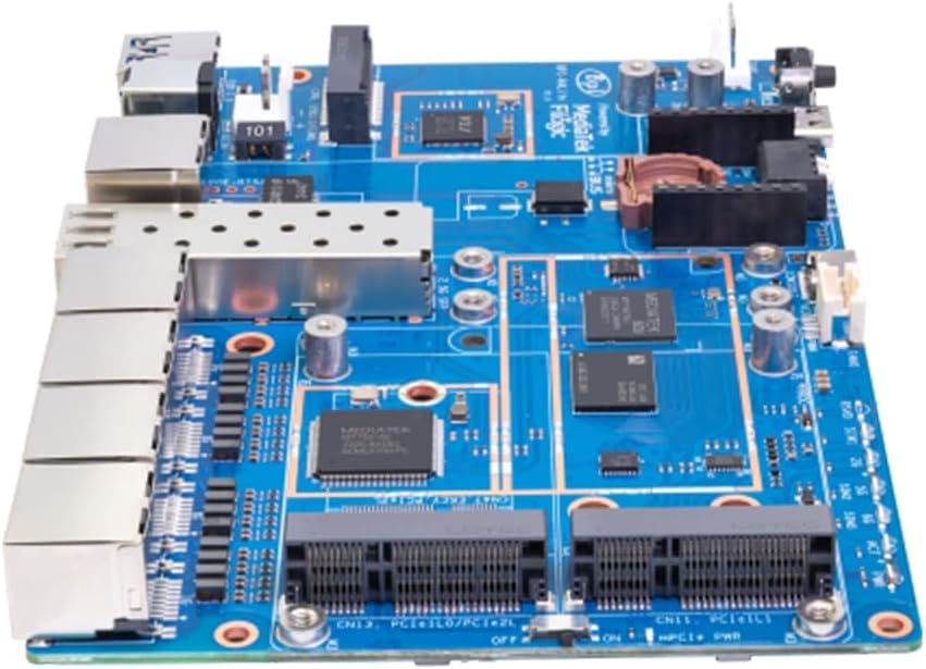 Banana Pi BPI-R4 Lite Wi-Fi 7 Development/Router Board, Quad-Core MT7987A SOC, 2.5G SFP&RJ45 WAN, OpenWrt,8GB eMMC,4xGbE Ports, Support 4G/5G, NAS Smart Home Gateway (with Case, 2GB RAM)