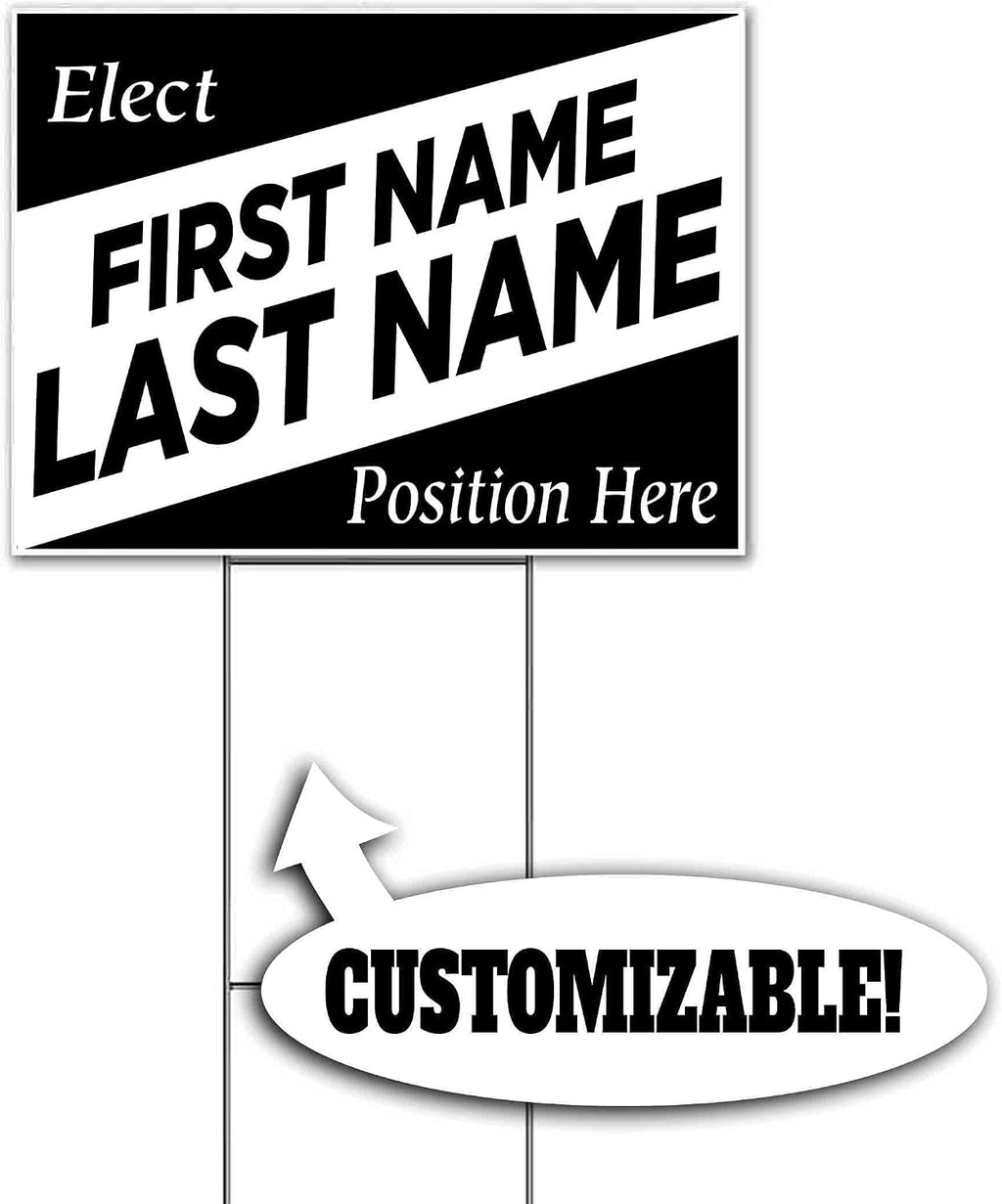 Elect Name Political Position Customizable (18' x 24') Yard Sign, Quantity Discounts, Multi-Packs, Includes Metal Step Stake, Bandit, New, Advertising, USA