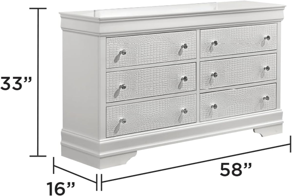 Upholstered Modern Style 5 Pc Full Bedroom Set with LED Headboard Made with Wood in White