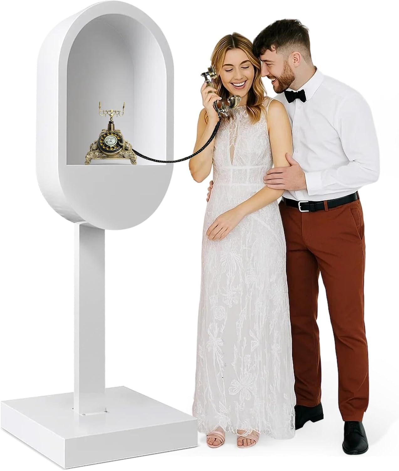 Audio Guest Book Stand Phone Booth for Wedding Party Leave a Message Video Phone Wedding Decoration Telephone Booth Box Audio Guestbook Stand White Recording Table