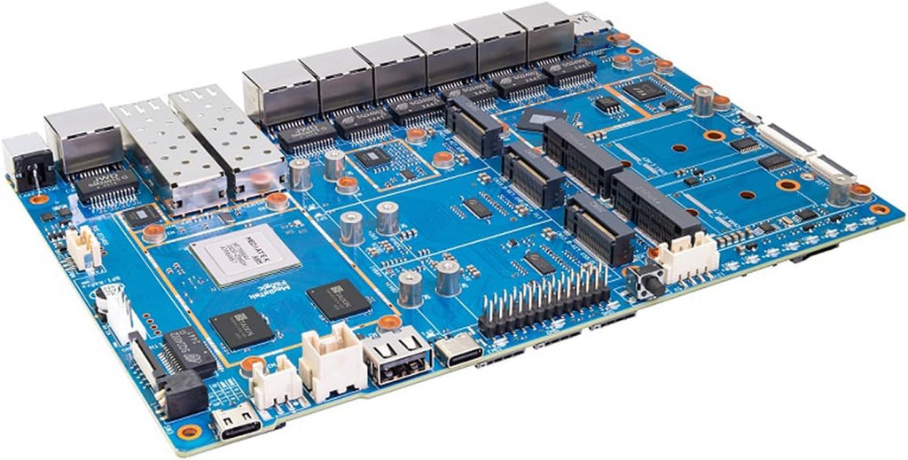 Banana Pi BPI-R4 Pro 8X/4E WiFi 7 Wireless Dual-Band WiFi Router Board OpenWRT, MediaTek MT7988A30K DMIPS SoC - 2X 10GbE SFP&RJ45, 4X 2.5GbE LAN for NAS Smart Home Gateway (Bundle3, 4E)