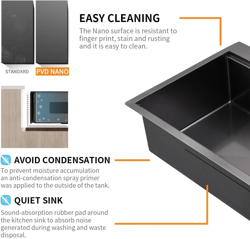 33 inch Gunmetal Black Drop-In Workstation Sink, 18 Gauge Single Bowl Topmount Stainless Steel Kitchen Sink with Spring Neck Faucet and Various Accessories