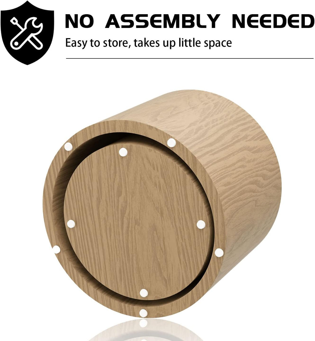 Black Round Nesting Coffee Table Set of 2, Modern Wood Side Table Full Assembly for Small Space Living Room Apartment - Oak