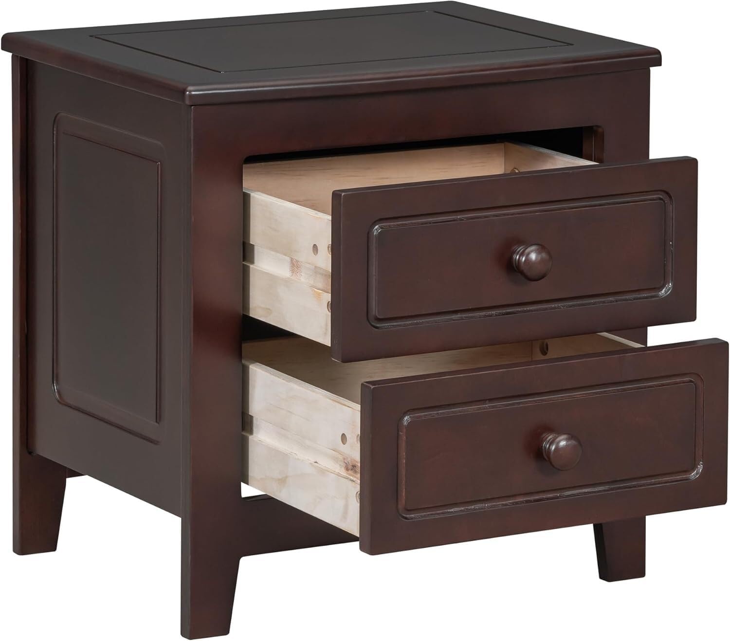 Bedroom Set of Furniture, Wooden Platform Bed and Two Bedside Tables, for Family Use(Dark Walnut(Queen))