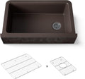 Kohler 29825-CM2 Cairn® 34' undermount single-bowl farmhouse kitchen sink with faceted design, Matte Brown