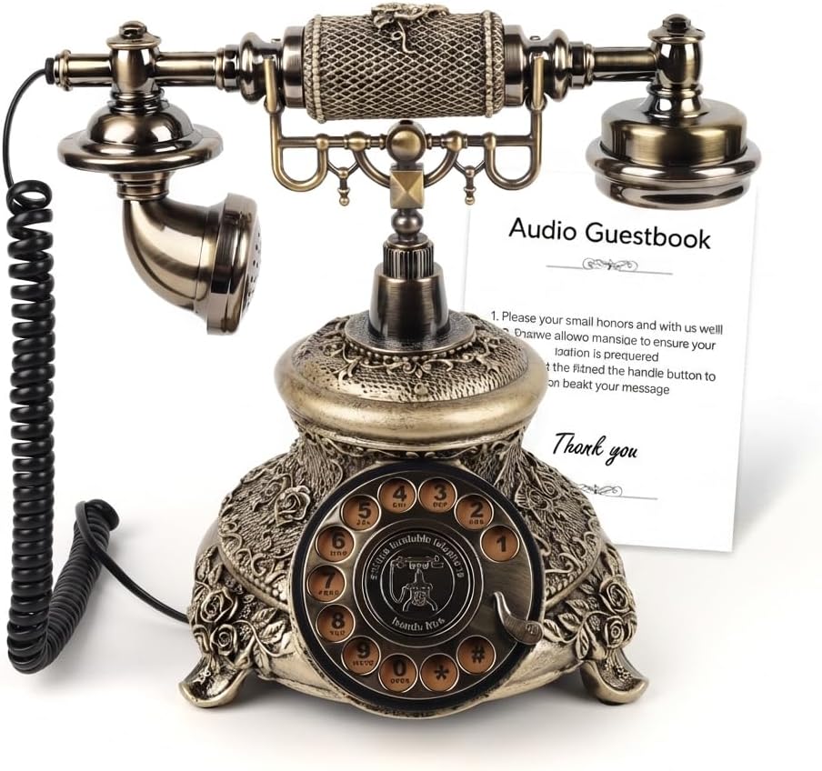 Audio Guest Book Wedding Phone, FESTRING Audio Guestbook, Recording Wedding Phone Guest Book, Retro Design Perfect for Weddings/Anniversaries/Parties/Birthday/Graduation/Baby Shower/Retirement, Bronze