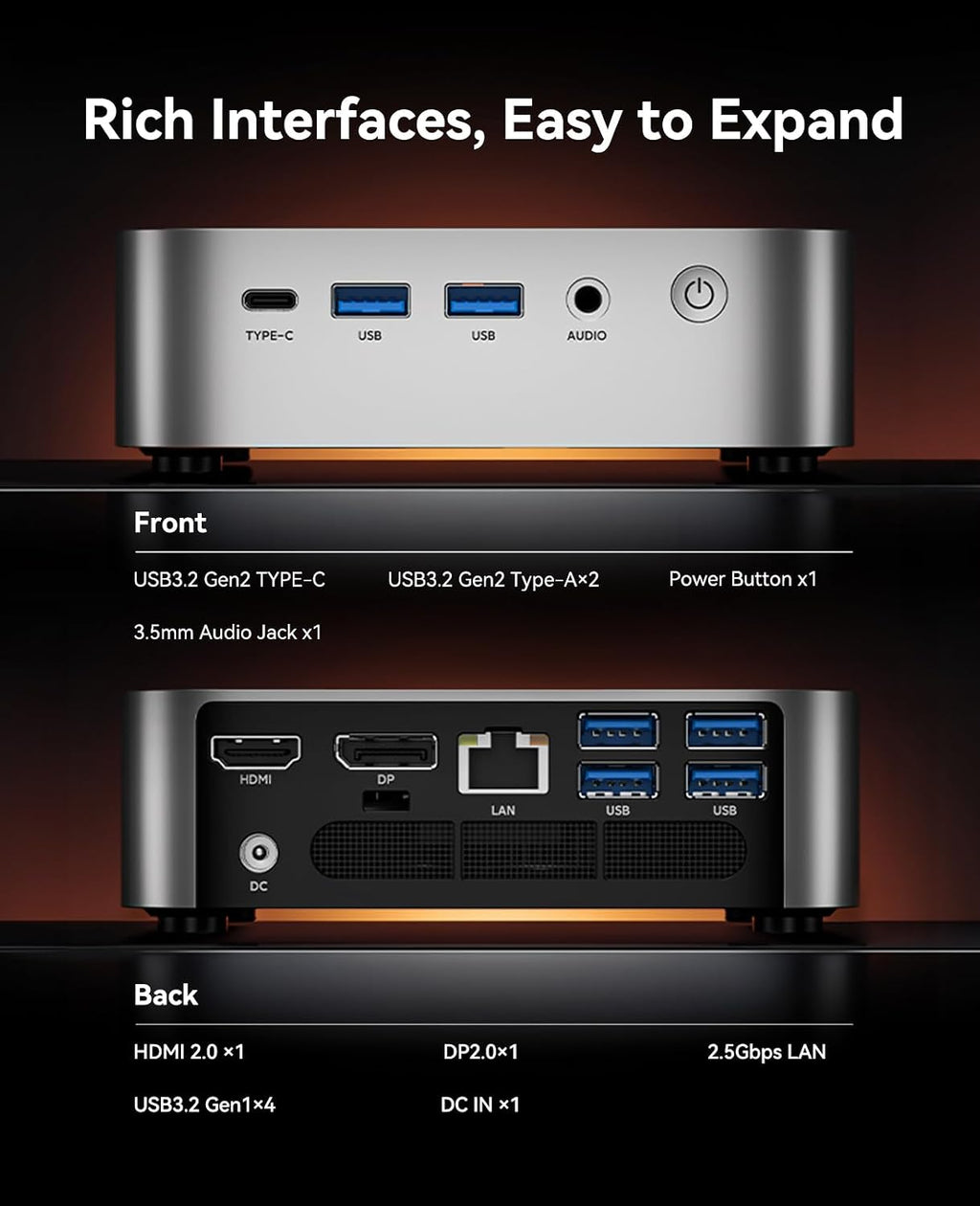 ACEMAGIC Mini PC AMD Ryzen 7 6800H 16GB DDR5 512GB PCle SSD Mini Computers (8C/16T, up to 4.7GHz), 11 Pro Radeon 680M 4K Triple Display Desktop Computers 3.2Type-C/LAN 2.5G/BT5.2/WiFi 6