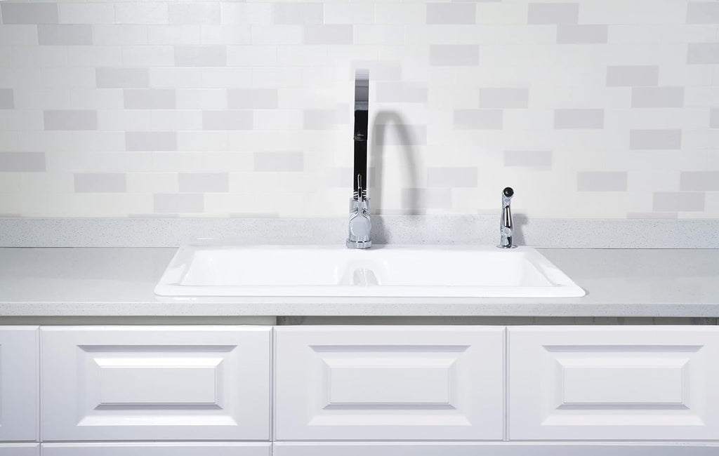 Gourmetier GT33229D2 Petra Galley 33-Inch Cast Iron Double Bowl Drop-In Kitchen Sink, 2-Hole, White