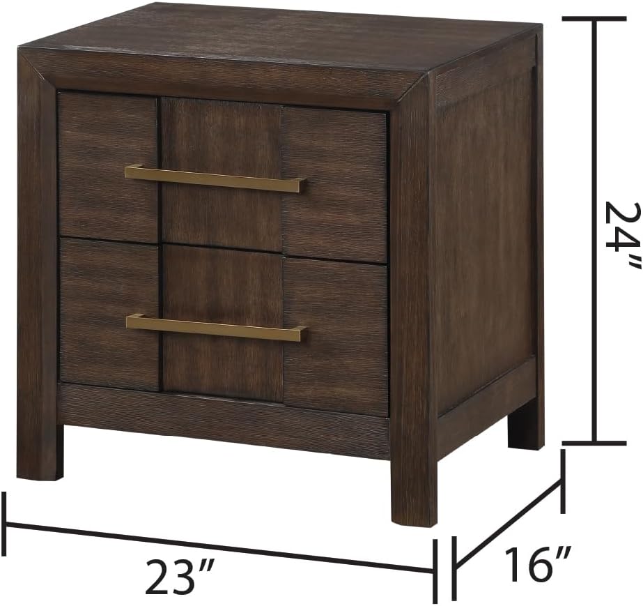 Modern Style Full 4PC Storage Bedroom Set Made with Wood, LED Headboard, Bluetooth Speakers & USB Ports - Walnut
