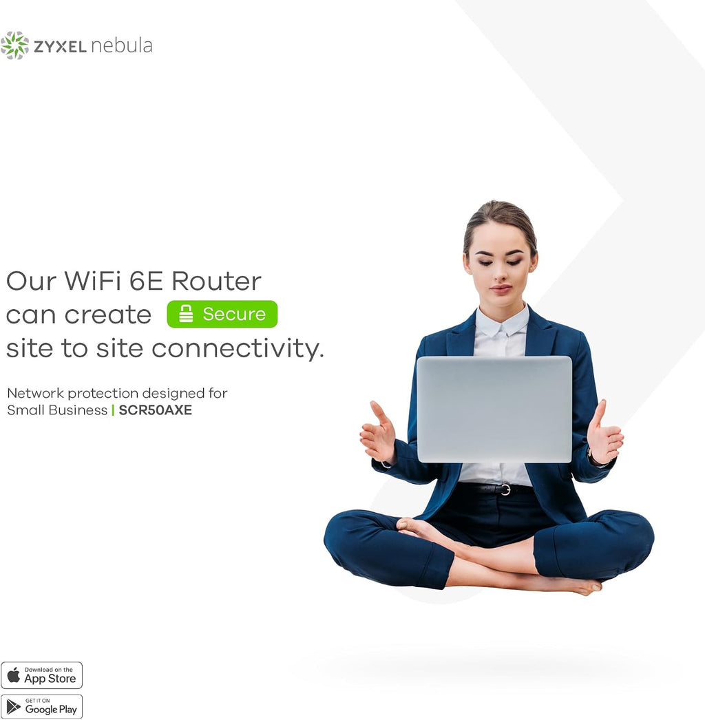 Zyxel Secure Cloud-Managed Router with AXE5400 Tri-Band WiFi Subscription-Free Network Security, Manageable via Nebula APP/Ideal for Small Office/Small Branch. [SCR 50AXE]