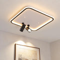 Shine LUEST Modern Square LED Flush Mount Ceiling Light Fixture, 2 Adjustable Spotlights, Black Frame White Shade Minimalist Lighting for Living Room Bedroom Kitchen