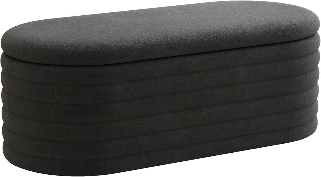 Storage Ottoman Bench 40 inch Upholstered Chenille Fabric Storage Bench for Bedroom End of Bed Stool Aesthetic Large Storag Ottoman for Living Room Entryway,Black