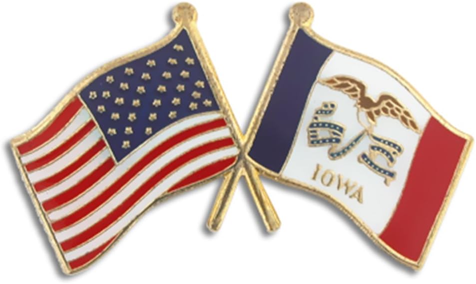 PinMart USA Crossed Friendship American Flag Pin – Gold-Colored Plated Enamel – Clutch Back – Ideal for Events, Awards, Gifts – Durable, Individually Bagged