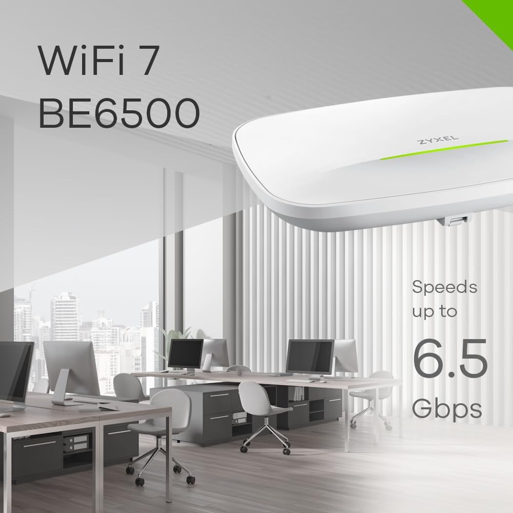 Zyxel BE6500 WiFi 7 Dual-Radio Access Point, Dual-Optimized Antenna, Manageable via Nebula Web/App, On-Premises Controller, or Device's Local Interface [WBE510D]