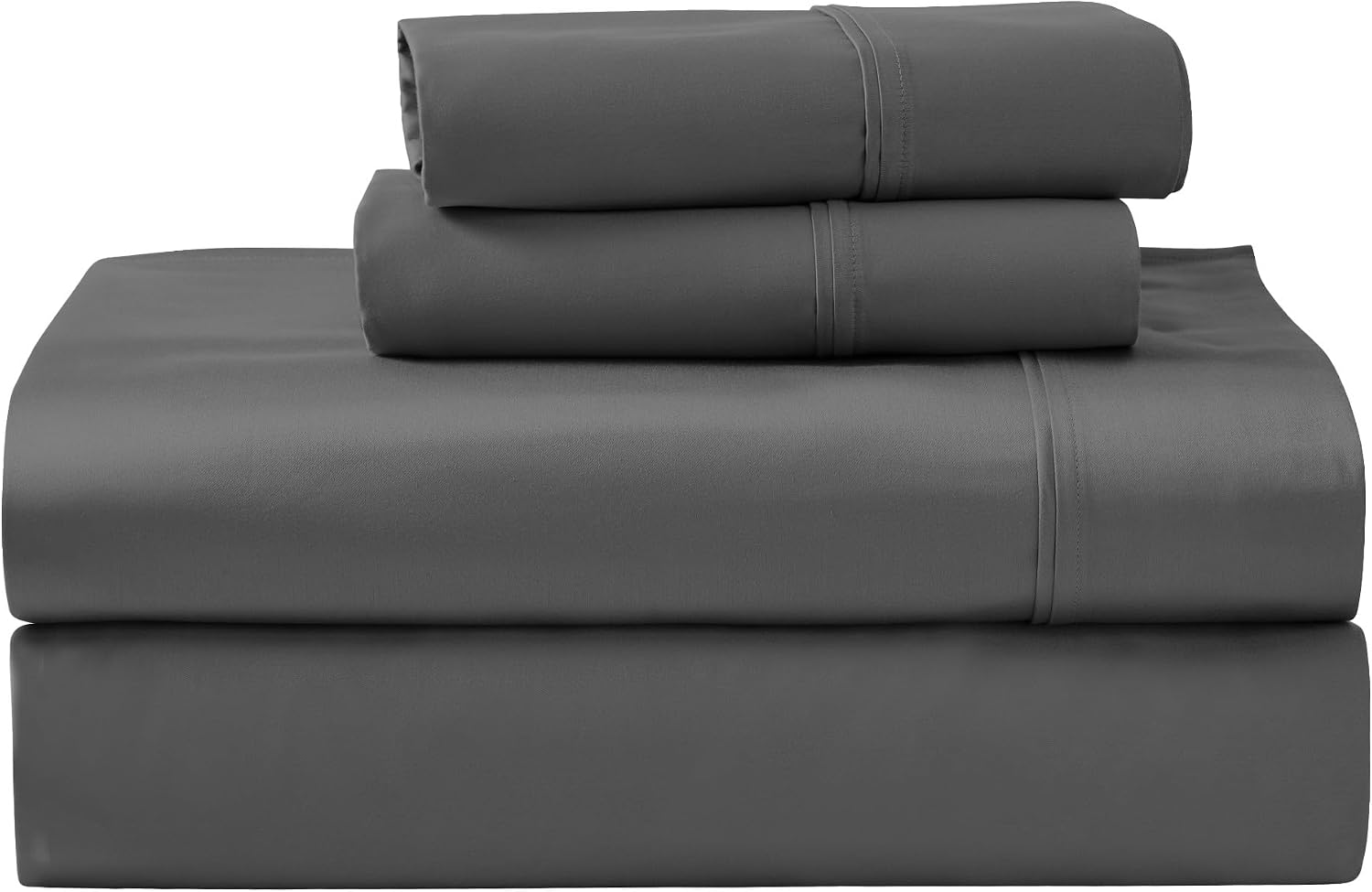 Superior 1200 Thread Count Egyptian Cotton Sheet Set, Bedroom Sheets, Modern Home Essentials, Luxury Bedding, 1 Elastic Deep Pocket Fitted Bed Sheet, 1 Flat Sheet, 2 Pillowcases, Queen, Charcoal