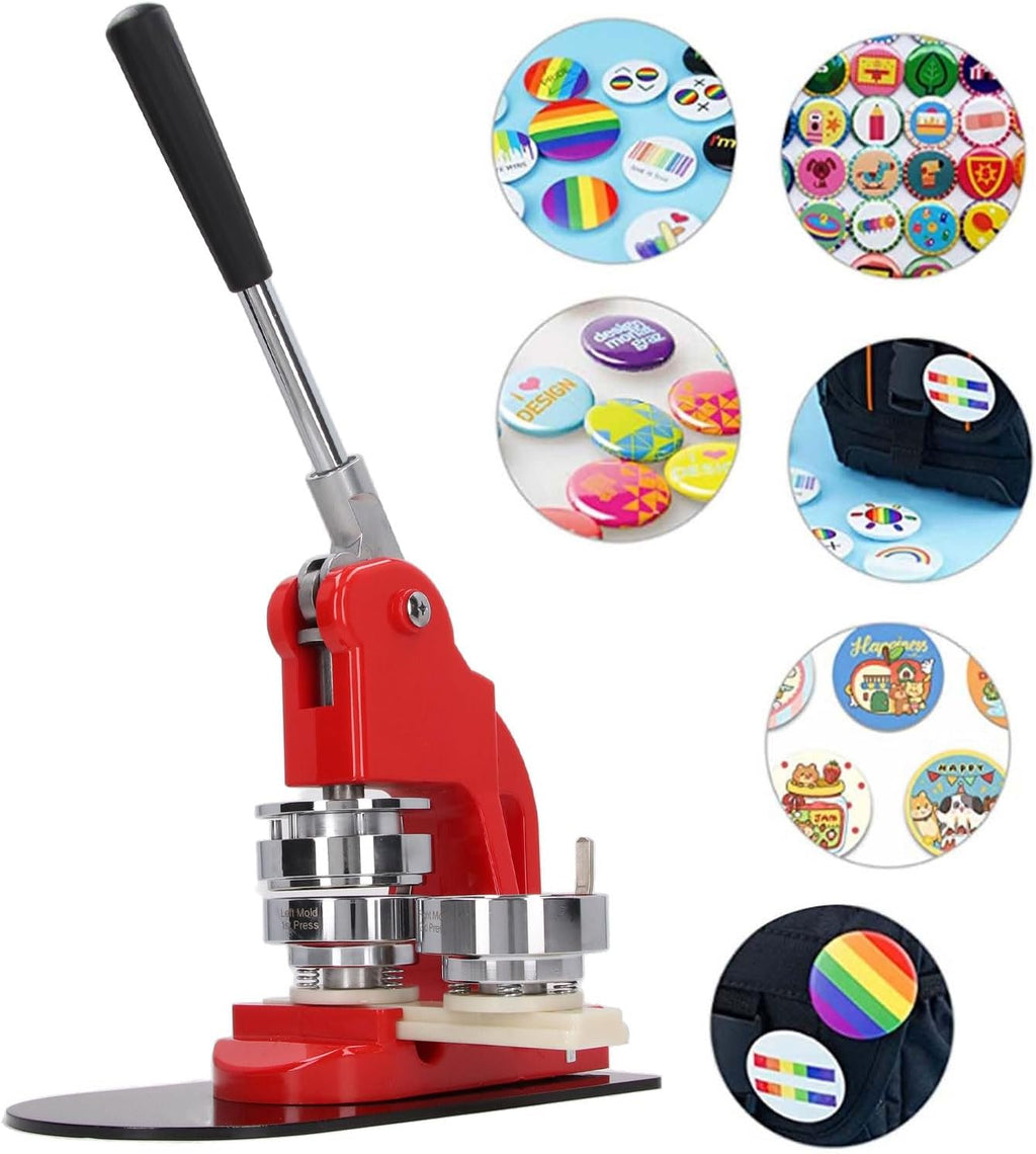 Fafeicy Button Maker Machine Stainless Steel Badge Press with 100PCS Button Parts, High Maker for Homemade Buttons Political Campaigns Sporting Events Parties (32mm)