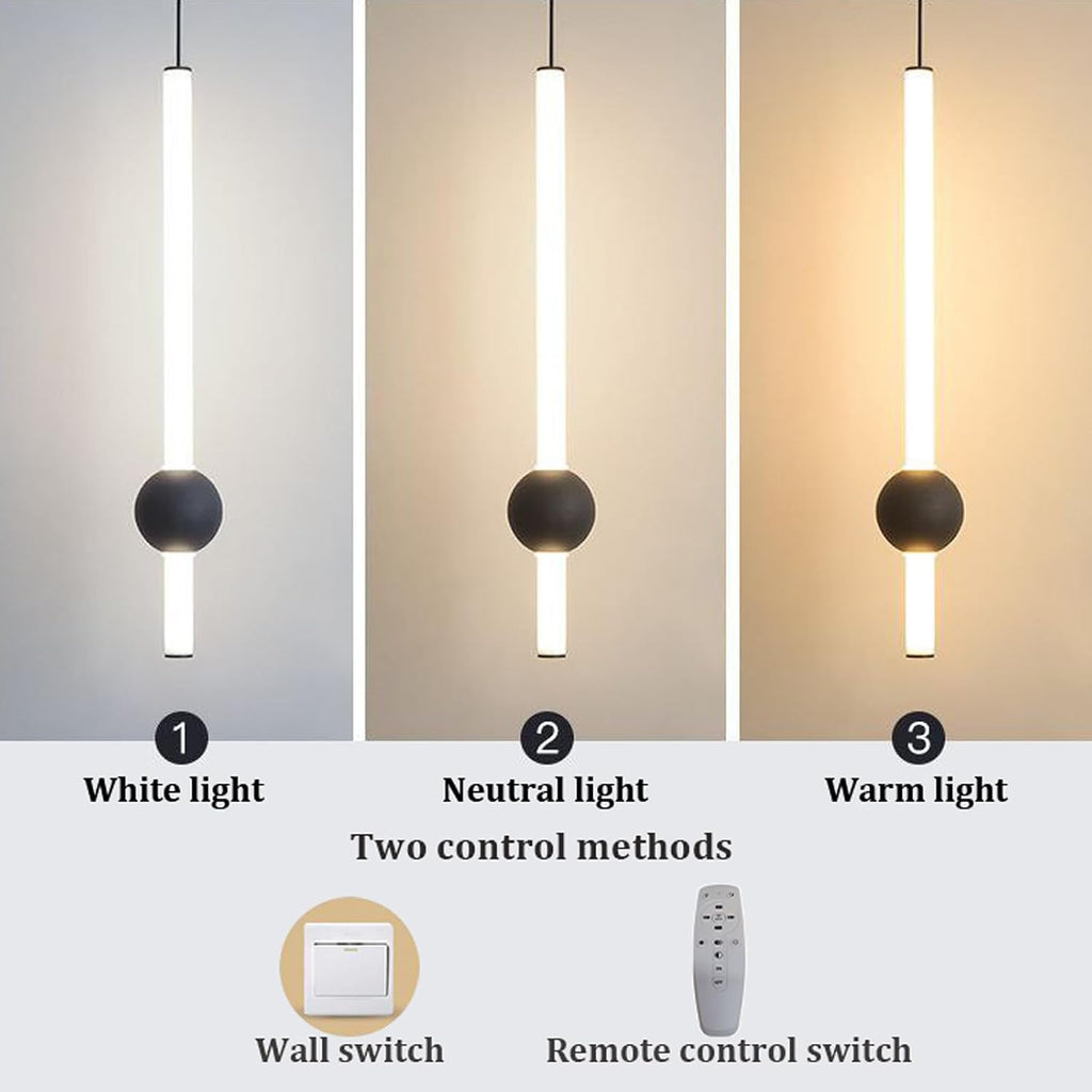 Gold LED Pendant Light Fixture, Remote Dimmable Adjustable Height Cylindrical Modern Minimalist Hanging Lamp with Gold Finish, for Kitchen Island, Dining Room, Living Room, Bedroom,Hotel