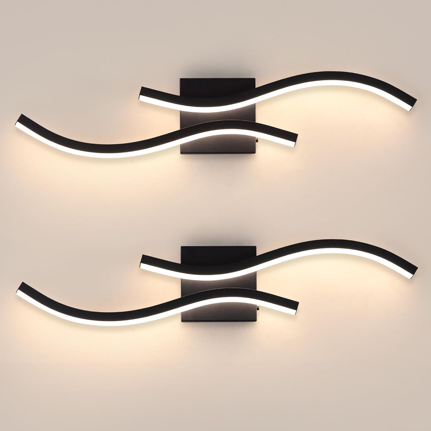 Bathroom Vanity Light Fixture, 26W 5CCT Dimmable Modern Led Bathroom Light Fixtures Over Mirror, LED Vanity Lighting Bar for Bathrooms (Black,2 Packs, 24inch)