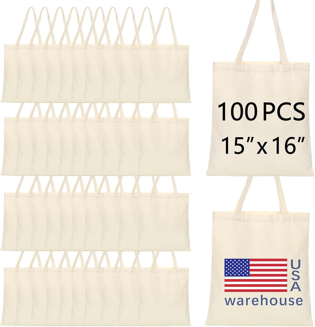 OKBA Sublimation Tote Bags, Canvas Bags Bulk Blank Tote Bags, Reusable Shopping Bags for Decorating DIY Crafting